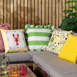 furn. Furn Palm Royale Stripe Ruffle Printed Outdoor Cushion, Green, 50 X 50Cm - thumbnail 5