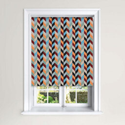Lister Cartwright Roller Blind Blackout Color Block Chevron Blue/orange Easy Fit Child Safety Included  - 210 X 140 Cm - thumbnail 1