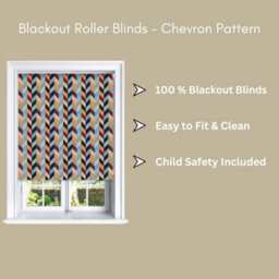 Lister Cartwright Roller Blind Blackout Color Block Chevron Blue/orange Easy Fit Child Safety Included  - 210 X 140 Cm - thumbnail 5
