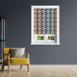 Lister Cartwright Roller Blind Blackout Color Block Chevron Blue/orange Easy Fit Child Safety Included  - 210 X 140 Cm - thumbnail 3