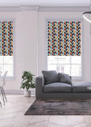Lister Cartwright Roller Blind Blackout Color Block Chevron Blue/orange Easy Fit Child Safety Included  - 210 X 140 Cm - thumbnail 6