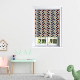 Lister Cartwright Roller Blind Blackout Color Block Chevron Blue/orange Easy Fit Child Safety Included  - 210 X 140 Cm - thumbnail 4