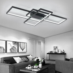 Living And Home Black Frame Neutral Style Rectangular Led Semi Flush Ceiling Light Fixture 110Cm Cool White - thumbnail 2