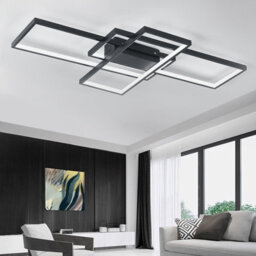 Living And Home Black Frame Neutral Style Rectangular Led Semi Flush Ceiling Light Fixture 110Cm Cool White - thumbnail 3
