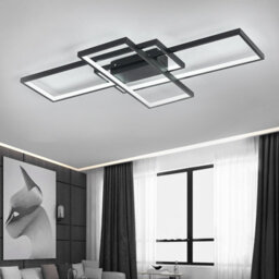 Living And Home Black Frame Neutral Style Rectangular Led Semi Flush Ceiling Light Fixture 110Cm Cool White