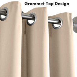 Aspire Homeware Plain Room Darkening Blackout Eyelet Curtain Pair Cream (W)117Cm X (D)137Cm With Tie Back Pair - thumbnail 4