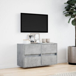 Berkfield Durable Tv Wall Cabinet With Led Lights Concrete Grey 80X31X45 Cm - thumbnail 4