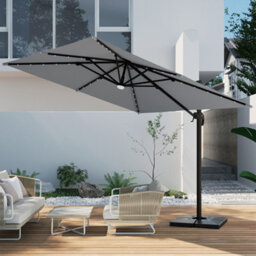 Thehotsale 3M Square Cantilever Parasol With Solar Light And Parasol Base - thumbnail 2