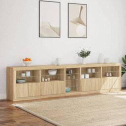 Vidaxl Sideboard With Led Lights Sonoma Oak 283X37X67 Cm - thumbnail 4