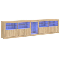 Vidaxl Sideboard With Led Lights Sonoma Oak 283X37X67 Cm - thumbnail 2