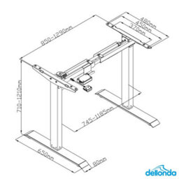 Dellonda Single Motor Adjustable Desk Frame, 70Kg Capacity, White - Dh64 - thumbnail 6