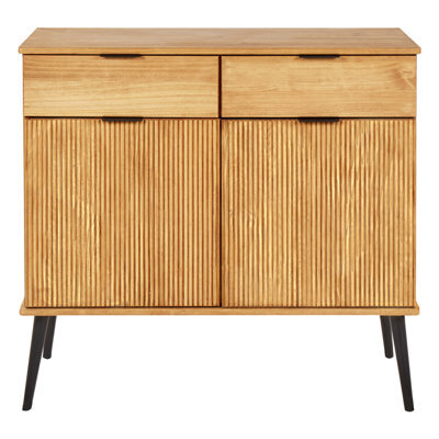 Beliani Light Brown Rustic Pine Sideboard - 2 Drawers 2 Doors, W100 X D45 X H90Cm - image 1