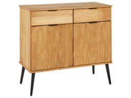 Beliani Light Brown Rustic Pine Sideboard - 2 Drawers 2 Doors, W100 X D45 X H90Cm - thumbnail 3