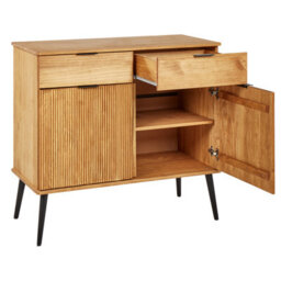 Beliani Light Brown Rustic Pine Sideboard - 2 Drawers 2 Doors, W100 X D45 X H90Cm - thumbnail 6