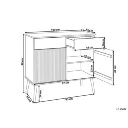 Beliani Light Brown Rustic Pine Sideboard - 2 Drawers 2 Doors, W100 X D45 X H90Cm - thumbnail 4