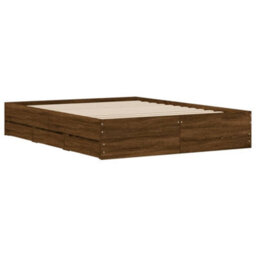 Berkfield Bed Frame With Drawers Without Mattress Brown Oak 150X200 Cm King Size - thumbnail 8