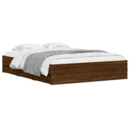 Berkfield Bed Frame With Drawers Without Mattress Brown Oak 150X200 Cm King Size - thumbnail 3