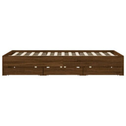 Berkfield Bed Frame With Drawers Without Mattress Brown Oak 150X200 Cm King Size - thumbnail 7