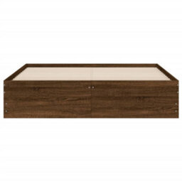 Berkfield Bed Frame With Drawers Without Mattress Brown Oak 150X200 Cm King Size - thumbnail 6