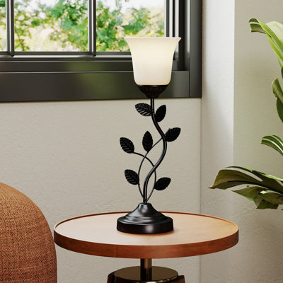 Costway Vintage Bedside Table Light Nightstand Lamp With Tulip Glass Lampshade - image 1