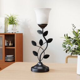 Costway Vintage Bedside Table Light Nightstand Lamp With Tulip Glass Lampshade - thumbnail 4