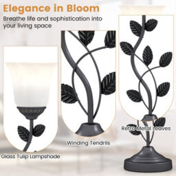 Costway Vintage Bedside Table Light Nightstand Lamp With Tulip Glass Lampshade - thumbnail 7