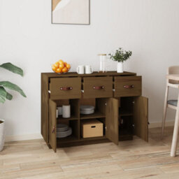 Berkfield Classic Sideboard Honey Brown 100X40X75 Cm Solid Wood Pine - thumbnail 3
