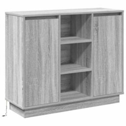 Berkfield Sideboard With Led Grey Sonoma 90X32X75 Cm Engineered Wood - thumbnail 2