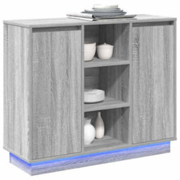 Berkfield Sideboard With Led Grey Sonoma 90X32X75 Cm Engineered Wood - thumbnail 3