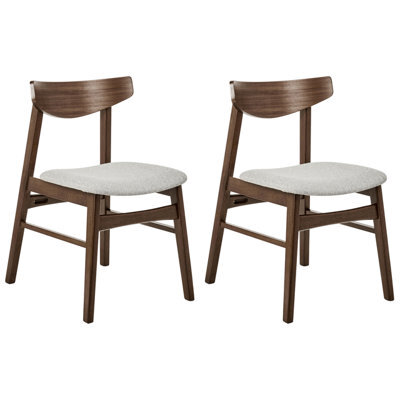 Beliani Set Of 2 Dining Chairs Smiley Wood Brown/ Grey - image 1