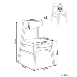 Beliani Set Of 2 Dining Chairs Smiley Wood Brown/ Grey - thumbnail 3