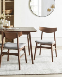 Beliani Set Of 2 Dining Chairs Smiley Wood Brown/ Grey - thumbnail 2