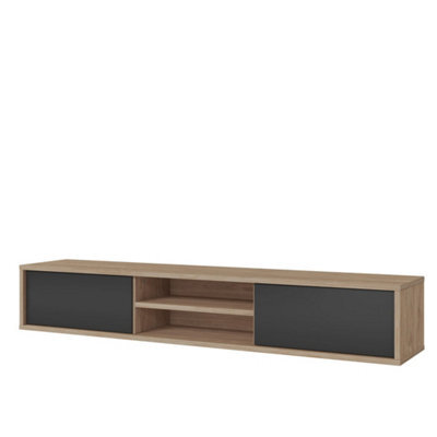 Arte Chic Frida 40 Floating Tv Cabinet 1800mm In Light Oak & Anthracite - Contemporary Media Unit H320mm D360mm - image 1