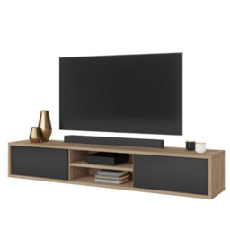 Arte Chic Frida 40 Floating Tv Cabinet 1800mm In Light Oak & Anthracite - Contemporary Media Unit H320mm D360mm - thumbnail 3