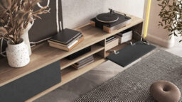 Arte Chic Frida 40 Floating Tv Cabinet 1800mm In Light Oak & Anthracite - Contemporary Media Unit H320mm D360mm - thumbnail 5