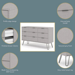 Core Products Augusta Industrial Grey 3+3 Drawer Wide Chest H73.6Cm X W119.3Cm X D39.5Cm - thumbnail 4