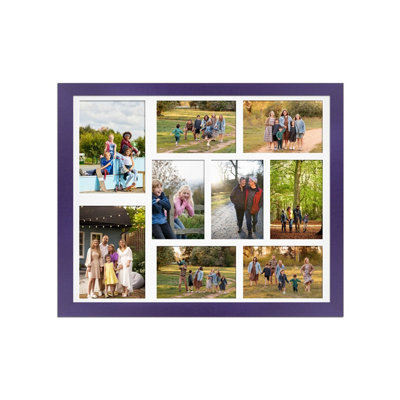 AK Frames 20X16 Purple Sleek Multi Photo Frame With White Mount - Holds 9 Apertures (2X) 7X5, (7X) 6X4 Photos - image 1