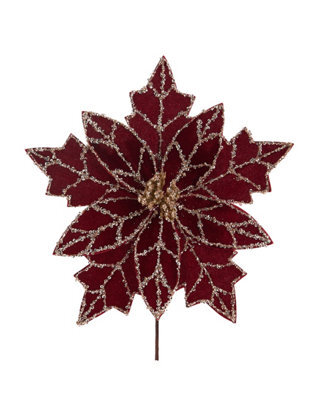 Werchristmas Burgundy Glitter Artificial Poinsettia Flower, 30 Cm - image 1