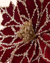 Werchristmas Burgundy Glitter Artificial Poinsettia Flower, 30 Cm - thumbnail 4