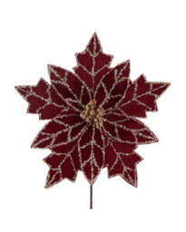 Werchristmas Burgundy Glitter Artificial Poinsettia Flower, 30 Cm - thumbnail 1