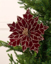 Werchristmas Burgundy Glitter Artificial Poinsettia Flower, 30 Cm - thumbnail 2