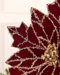 Werchristmas Burgundy Glitter Artificial Poinsettia Flower, 30 Cm - thumbnail 3