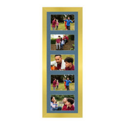 AK Frames 26X8 Gold Sleek Multi Photo Frame With Pompadour Mount - Holds 5 Apertures (5X) 6X4 Photos