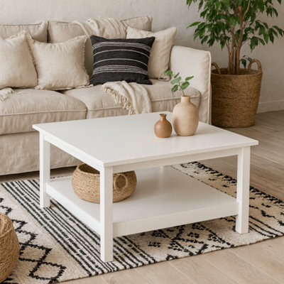 Wyld Haus Wildberry Matt White Wooden Coffee Table With Lower Shelf - image 1