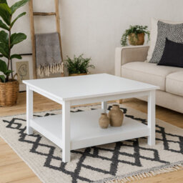 Wyld Haus Wildberry Matt White Wooden Coffee Table With Lower Shelf - thumbnail 2