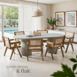Tectake Set Of 4 Dining Chair Lizzy With Mid-Century Modern Design, Rattan Backrest And Solid Wood Frame  - Light Oak - thumbnail 8