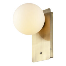Happy Homewares Antique Brass Rechargeable Wall Light With Opal Globe Glass Shade - thumbnail 6