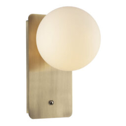 Happy Homewares Antique Brass Rechargeable Wall Light With Opal Globe Glass Shade - thumbnail 3