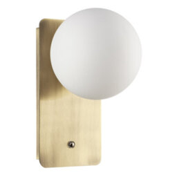 Happy Homewares Antique Brass Rechargeable Wall Light With Opal Globe Glass Shade - thumbnail 4