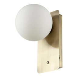 Happy Homewares Antique Brass Rechargeable Wall Light With Opal Globe Glass Shade - thumbnail 5